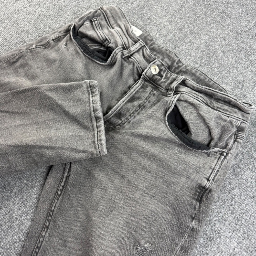 Zara Jeans 32 Grey Distressed Ripped Knee Slim Fit Denim Mens
